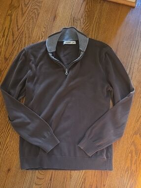 Old Navy Men's Dark Brown Half-Zip Sweater